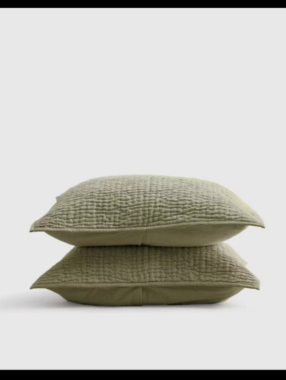 Quince European Linen Xotton Stitch OLIVE 2 Standard Sham Set Discontinued